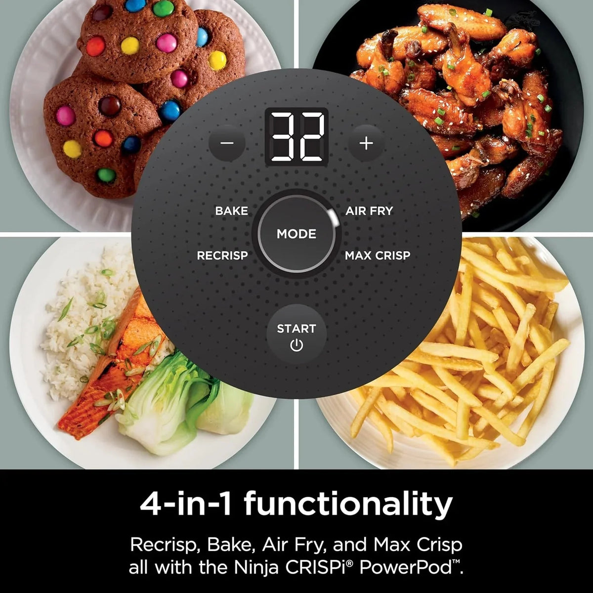Ninja Crispi 4-in-1 Portable Glass Air Fryer Cooking System, 1500W, 4QT & 6-Cup TempWare Glass Containers with Storage Lids, Microwave, Freezer & Dishwasher Safe