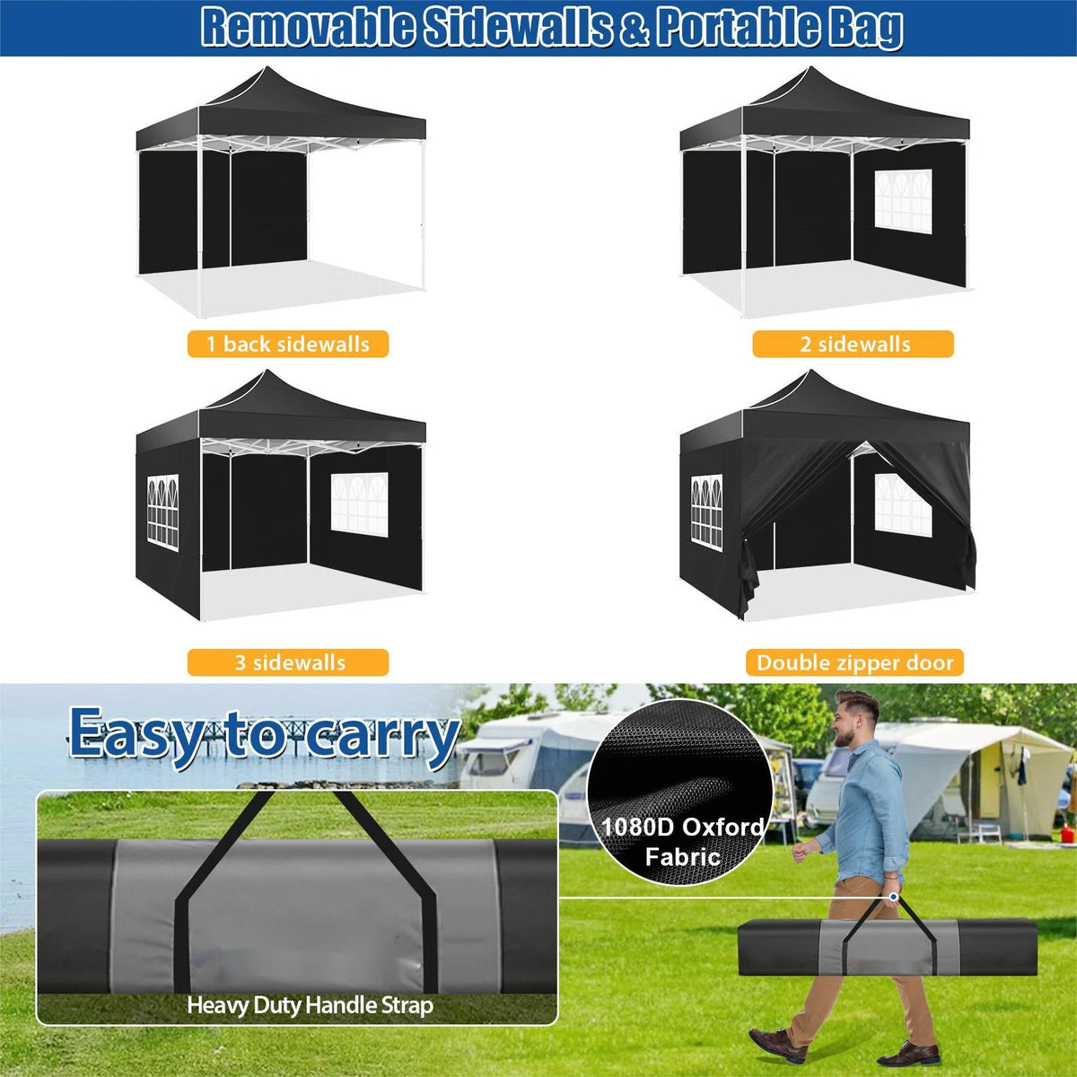 HOTEEL 10x15 Heavy Duty Canopy Tent ,Pop up Canopy for Parties Wedding,Commercial Easy up Gazebo with Roller Bag,UV 50+ &,White