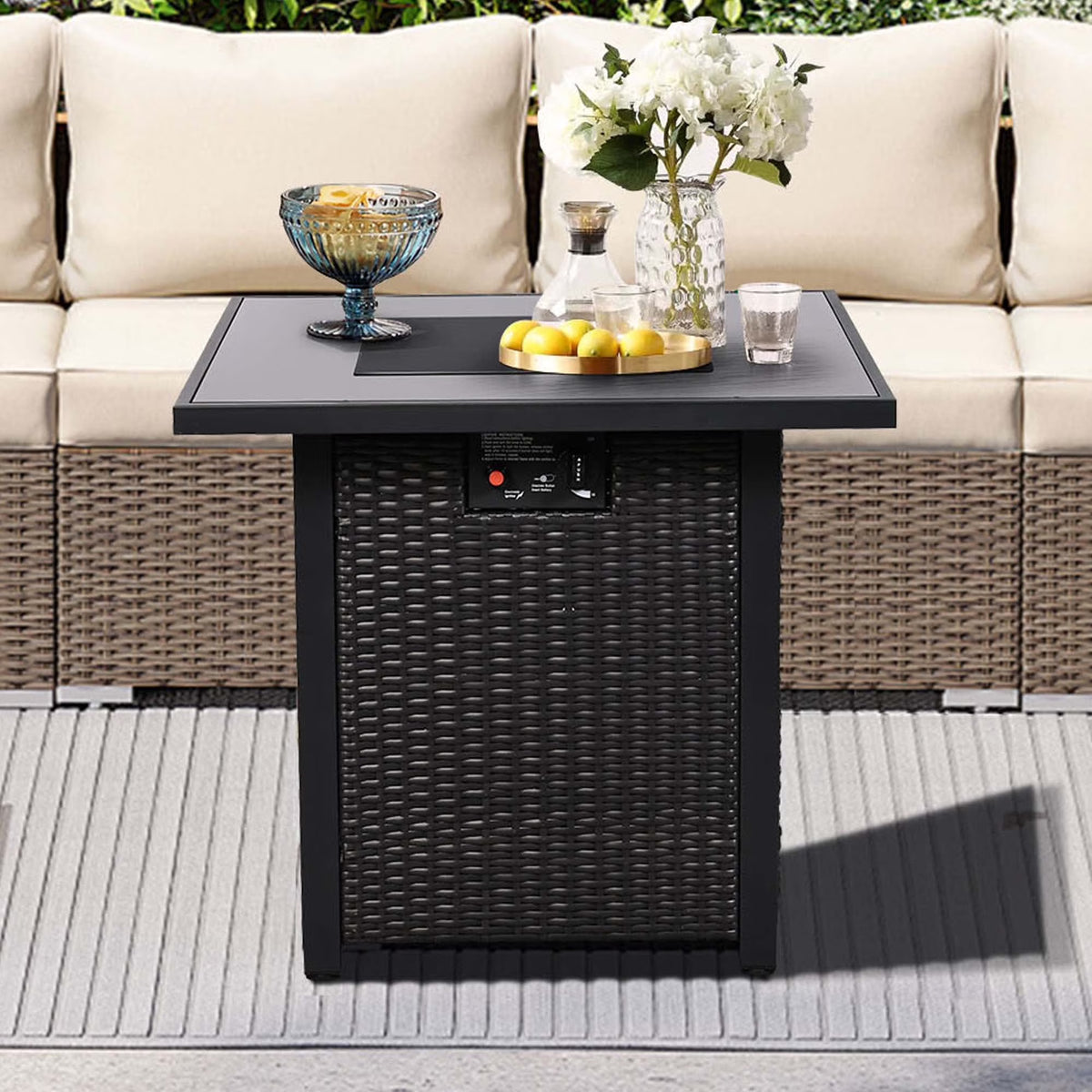 Ainfox 7 Pcs Outdoor Patio Furniture Sofa Set on Sale, Grey Rattan Grey Cushion