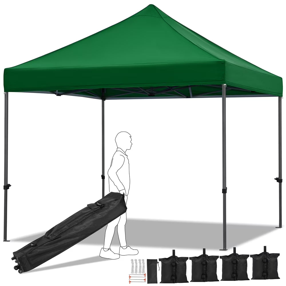 Alden Design Adjustable 10' x 10' Commercial Pop-up Canopy with Wheeled Carry Bag, Blue