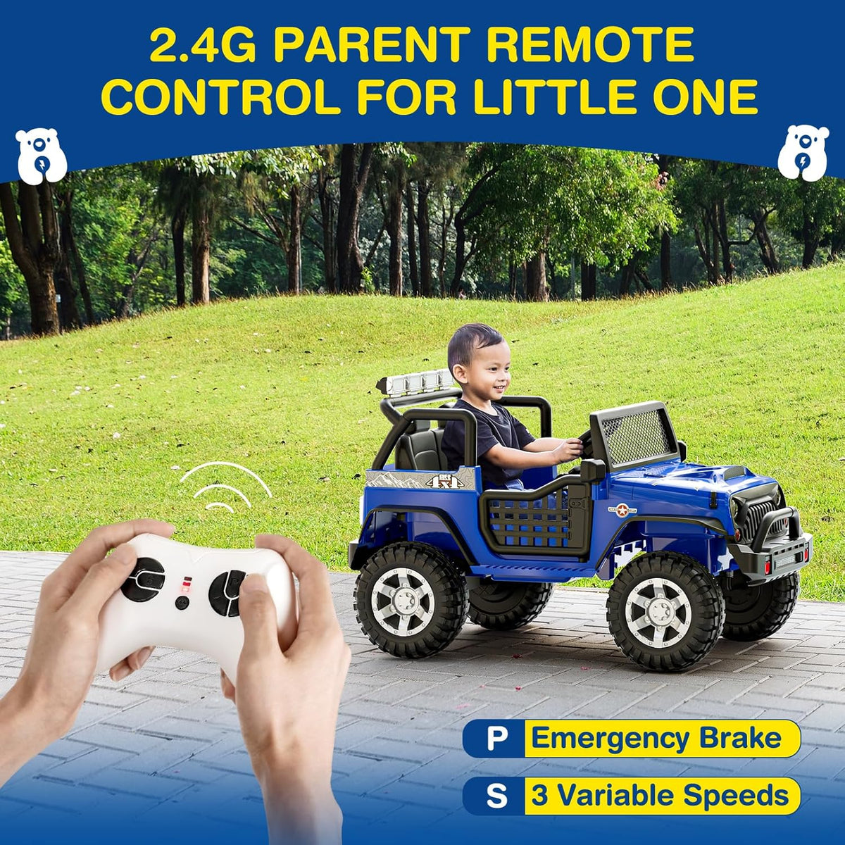 L8 Ride On Car 2 Seater 12V Kids Electric Car Remote Control 4-Wheel Suspension Bluetooth Speaker