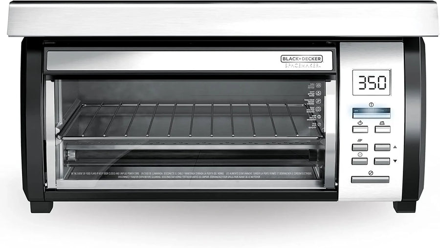 BLACK DECKER SpaceMaker Under Counter Toaster Oven, Digital Controls, Black/Stainless Steel, Fits 9′′ Pizza or 4 Slices