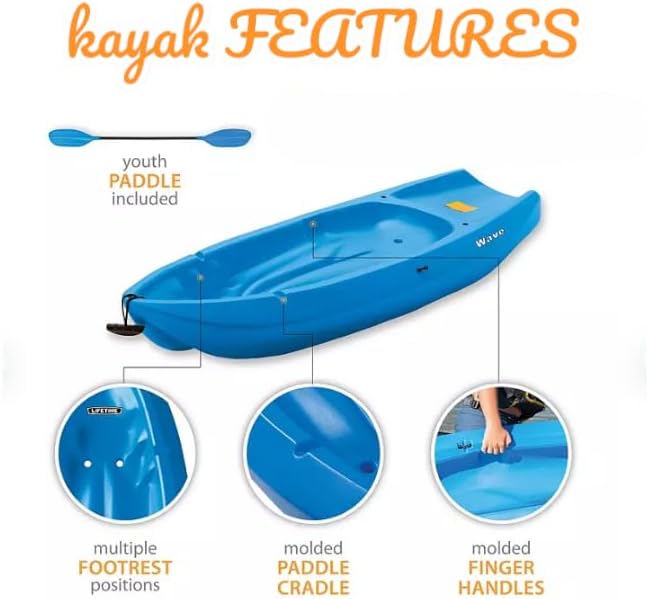 The Wave 6' Youth Kayak with Paddle. Designed for Stability and Safety, It's The Perfect Choice for Young Paddlers Ready to Conquer The Water