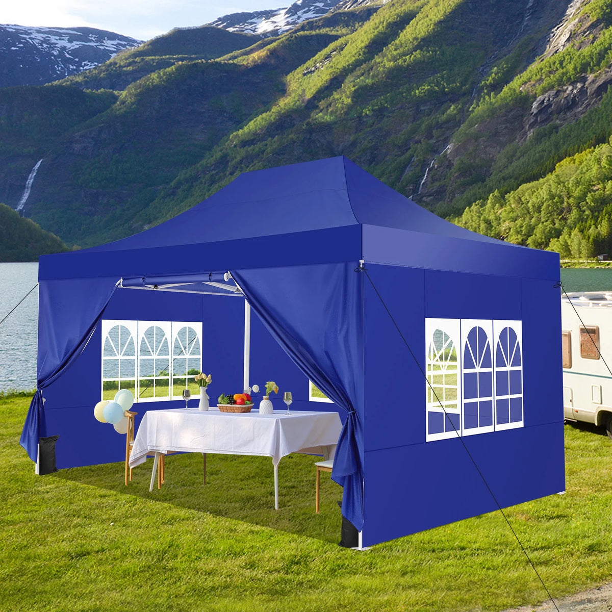 Hoteel 10x15 Heavy Duty Canopy Tent with 4 Sidewalls,Pop up Canopy for Parties Wedding,Commercial Easy up Gazebo with Roller Bag,UV 50+ &,Black
