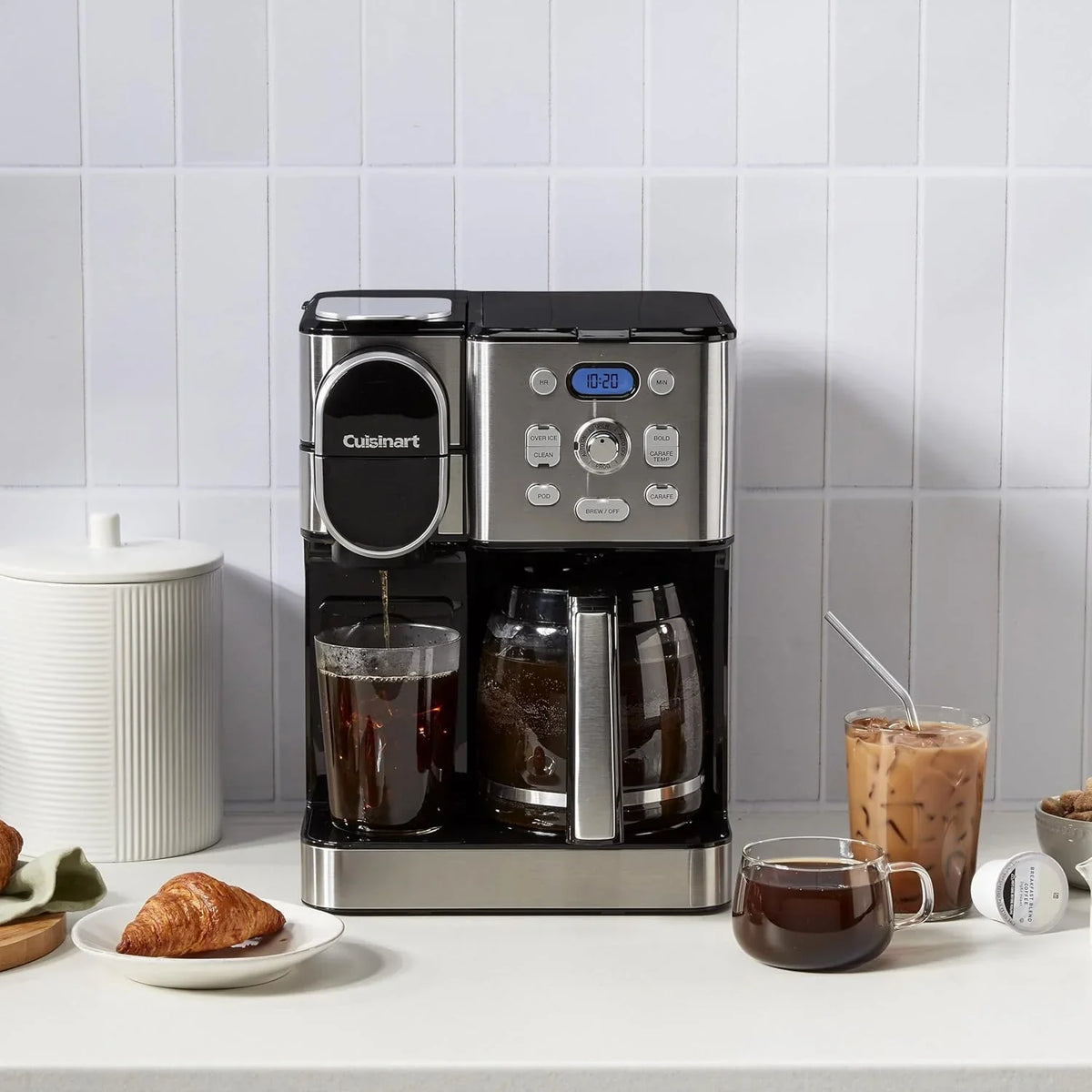 Cuisinart Coffee Maker, 12 Cup Glass Carafe, Automatic Hot & Iced Coffee Maker, Single Server Brewer, Stainless Steel, SS 16