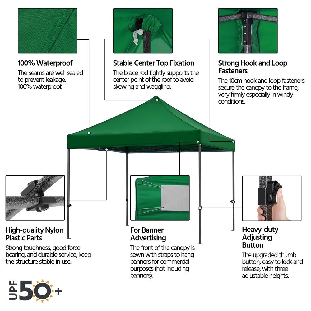Alden Design Adjustable 10' x 10' Commercial Pop-up Canopy with Wheeled Carry Bag, Blue