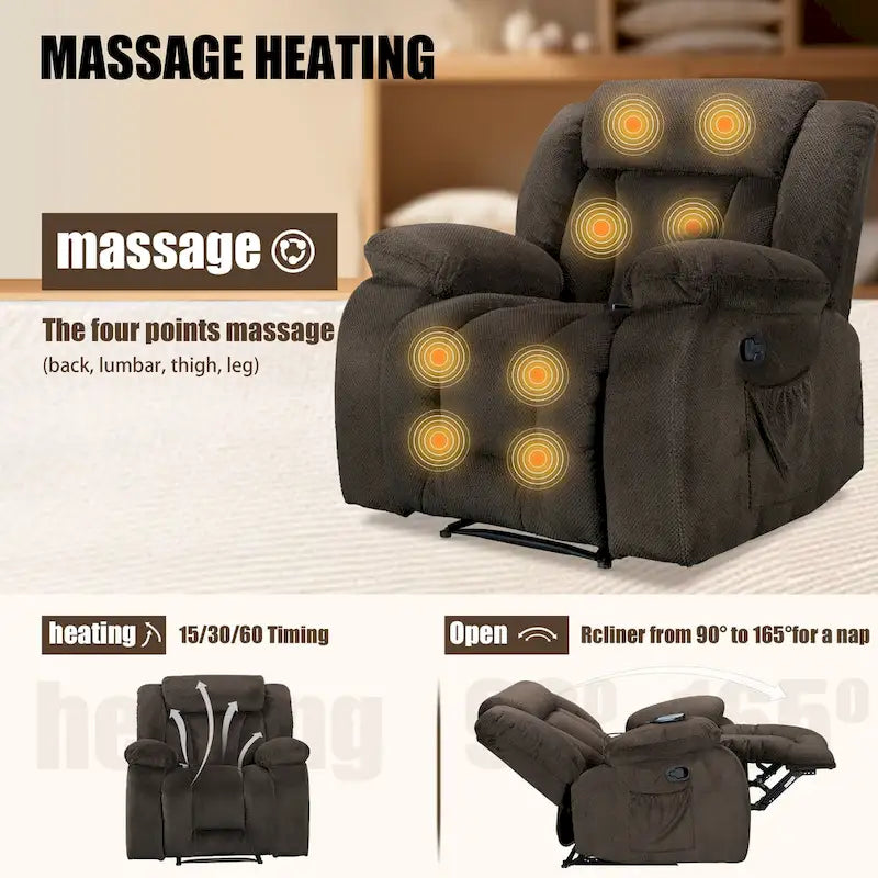 Super Comfortable Standard Size Heating and Massage Recliner Chair
