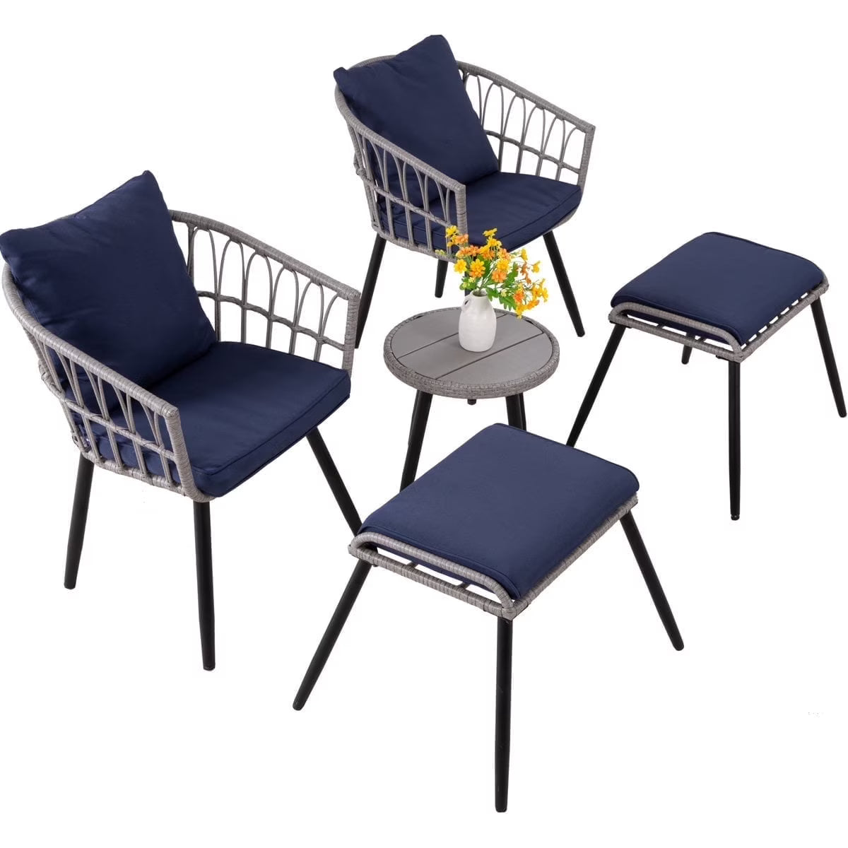 Ainfox 7 Pcs Outdoor Patio Furniture Sofa Set on Sale, Grey Rattan Grey Cushion