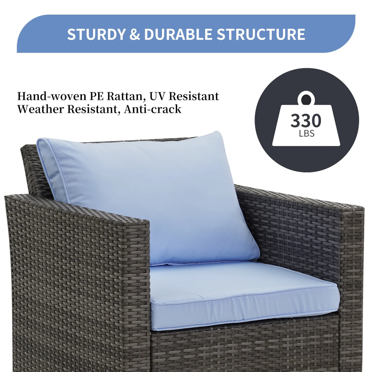 Ainfox 7 Pcs Outdoor Patio Furniture Sofa Set on Sale, Grey Rattan Grey Cushion