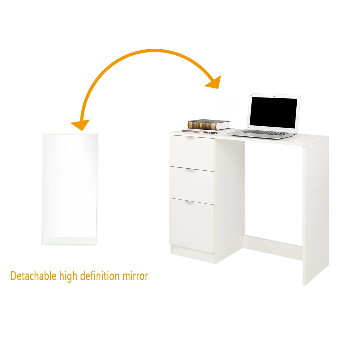 Ktaxon Vanity Set with 3 Color Lighted Mirror, Makeup Table with 6 Drawers, Dressing Table Makeup Desk with Stool, White