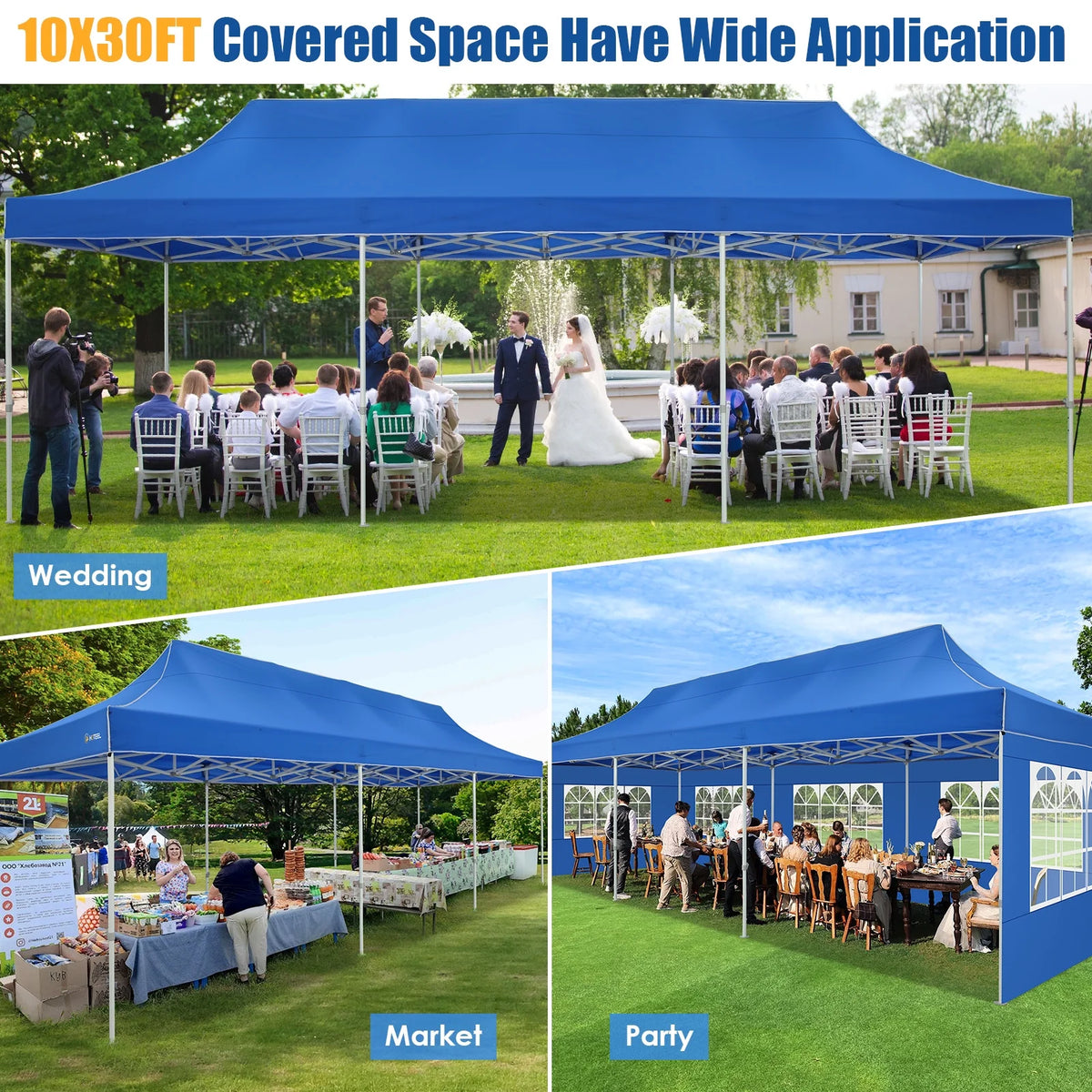 Hoteel 10x15 Heavy Duty Canopy Tent with 4 Sidewalls,Pop up Canopy for Parties Wedding,Commercial Easy up Gazebo with Roller Bag,UV 50+ &,Black