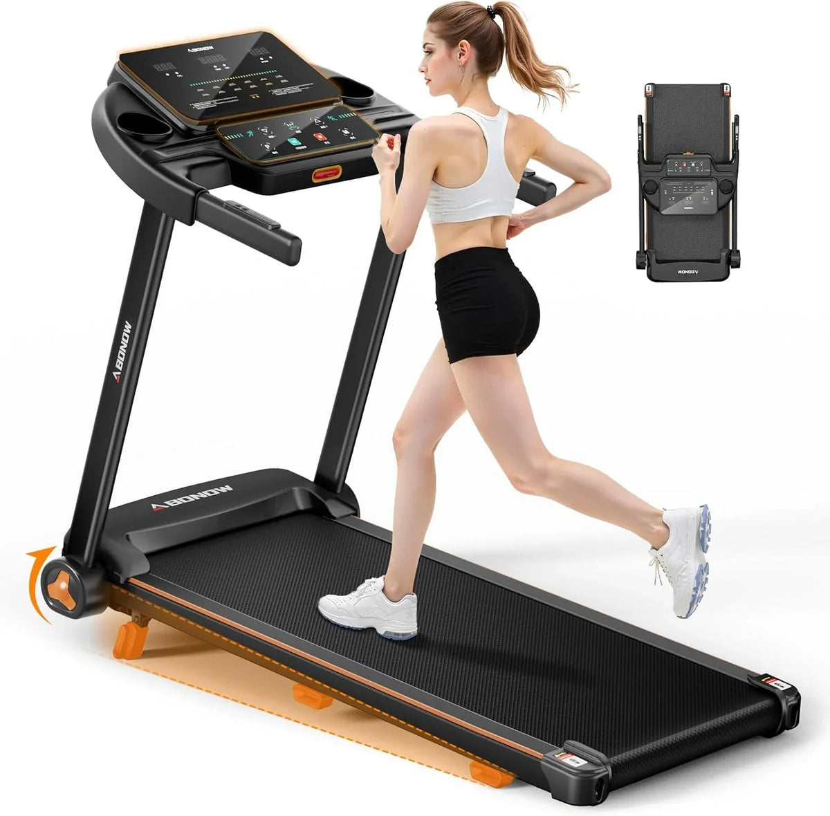 Foldable Treadmill for Home with Incline Extra Large Dual LED Screen Home Office Treadmills
