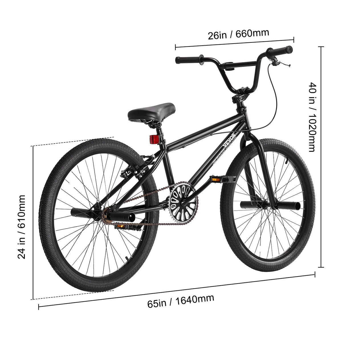 VEVOR BMX Bike, 24-Inch Wheel Freestyle Bike, BMX Race Bike with 4 Pegs, Beginner-Level BMX to Advanced Riders, BMX Bicycles for Teen Adult Men Women, Durable Hi-Ten Steel Frame, Easy to Assemble