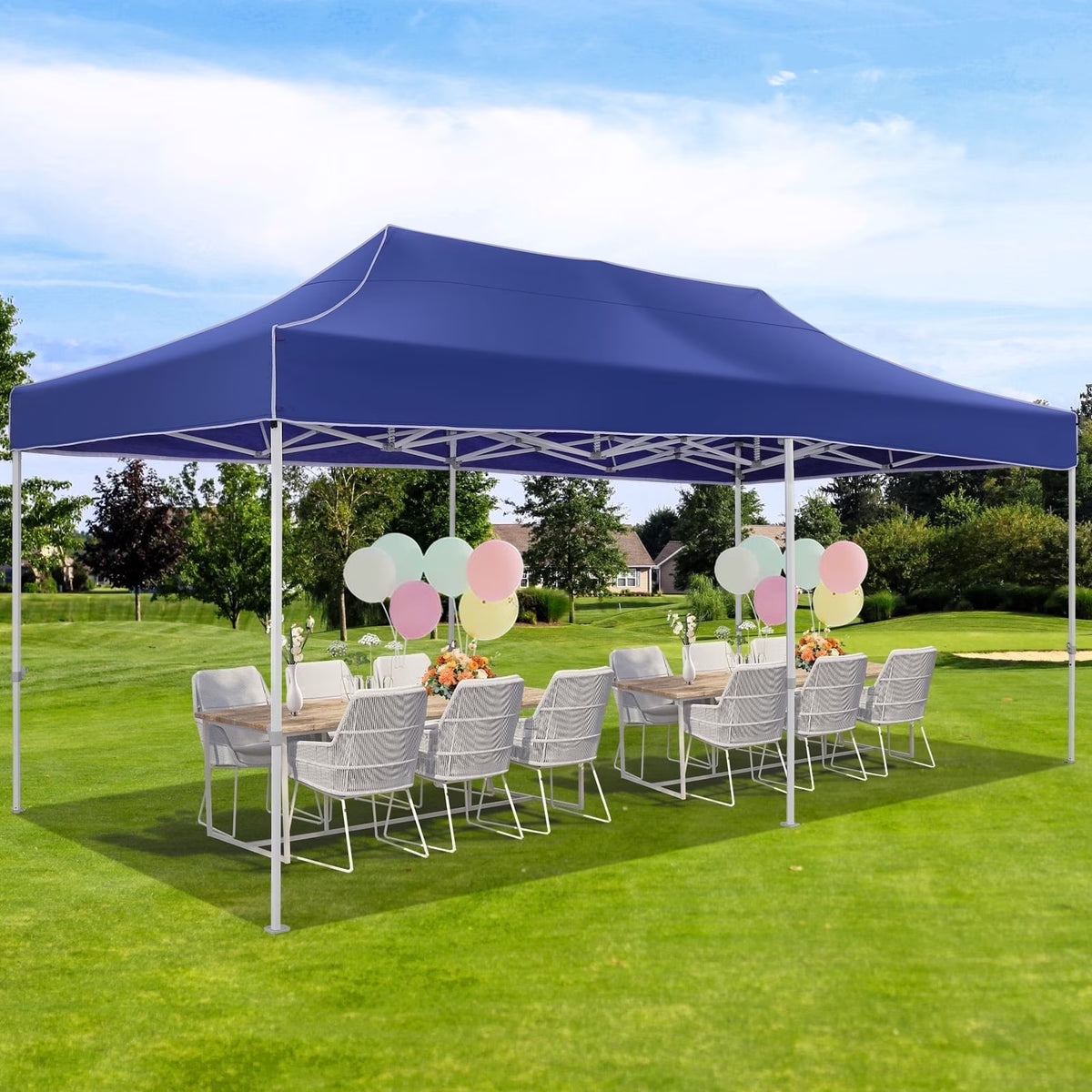 HOTEEL 10x15 Heavy Duty Canopy Tent ,Pop up Canopy for Parties Wedding,Commercial Easy up Gazebo with Roller Bag,UV 50+ &,White