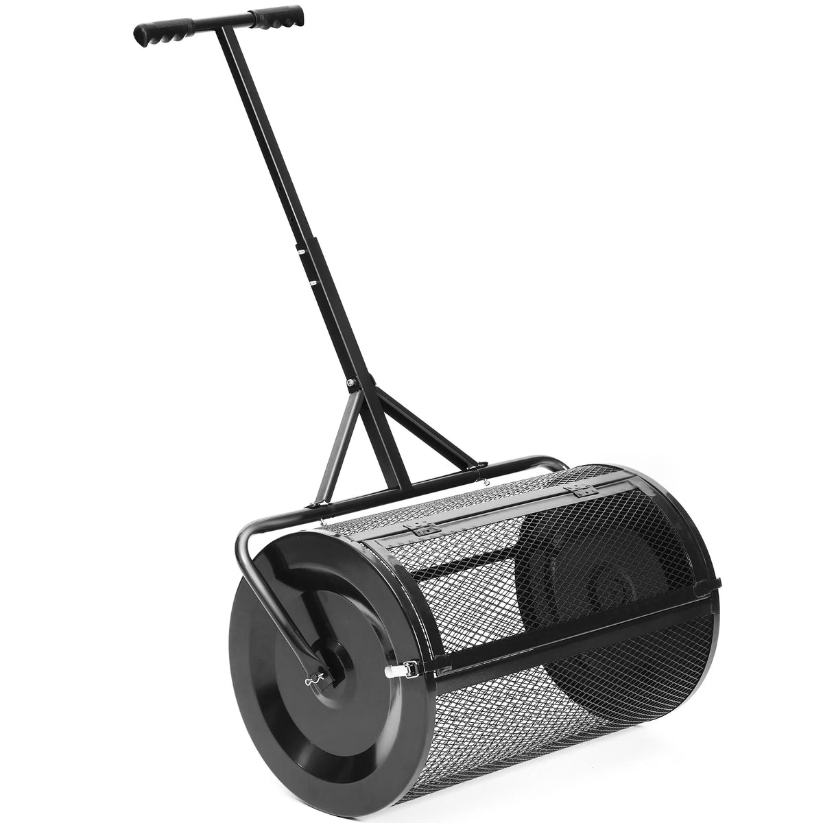 MUCHANT 24" Compost Spreader, Heavy-Duty Metal Mesh Spreader with Adjustable Handle for Lawn, Green