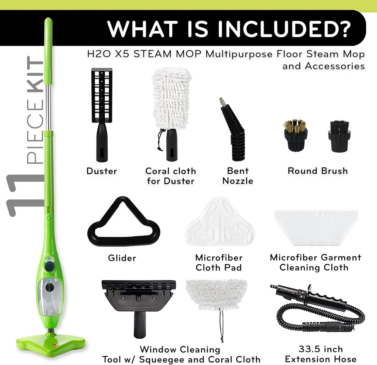 2025 H2O MOP® X5 Steam Mop and Handheld Steam Cleaner For Cleaning Hardwood and Kitchen Tile Floors Grout Cleaner Upholstery Cleaner and Carpets
