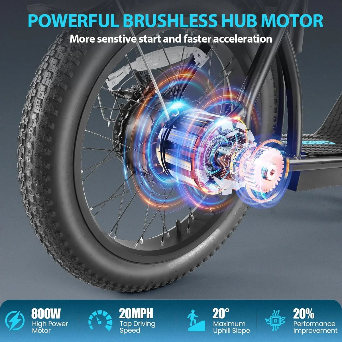 Caroma Peak 800W Foldable Adult Electric Scooter with 20-inch Wide Tires, 48V Battery, Basket, and Adjustable Seat