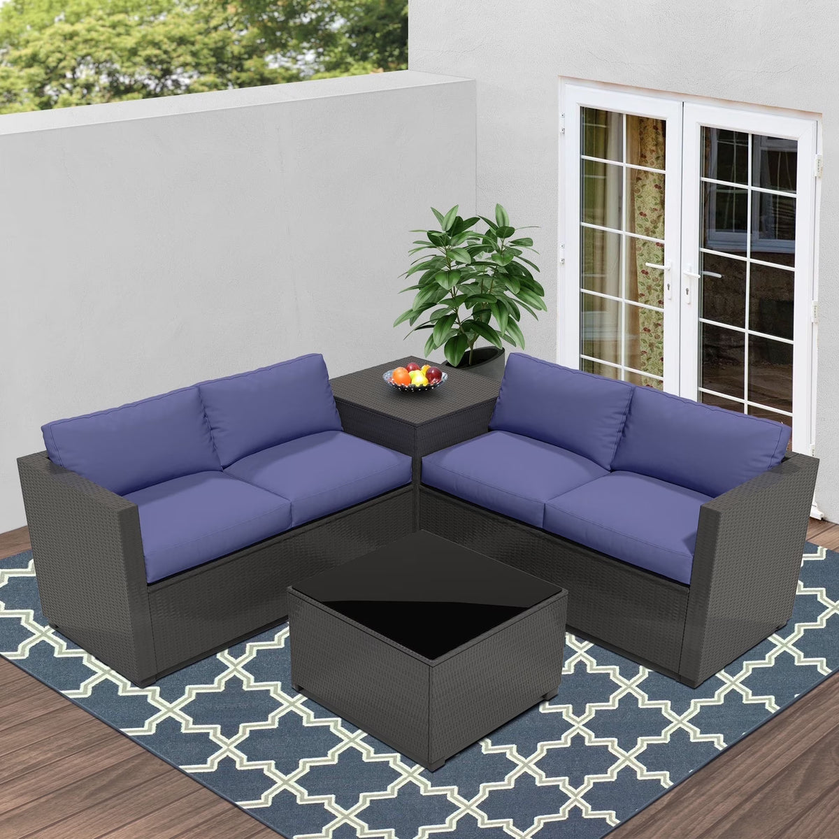 Ainfox 7 Pcs Outdoor Patio Furniture Sofa Set on Sale, Grey Rattan Grey Cushion