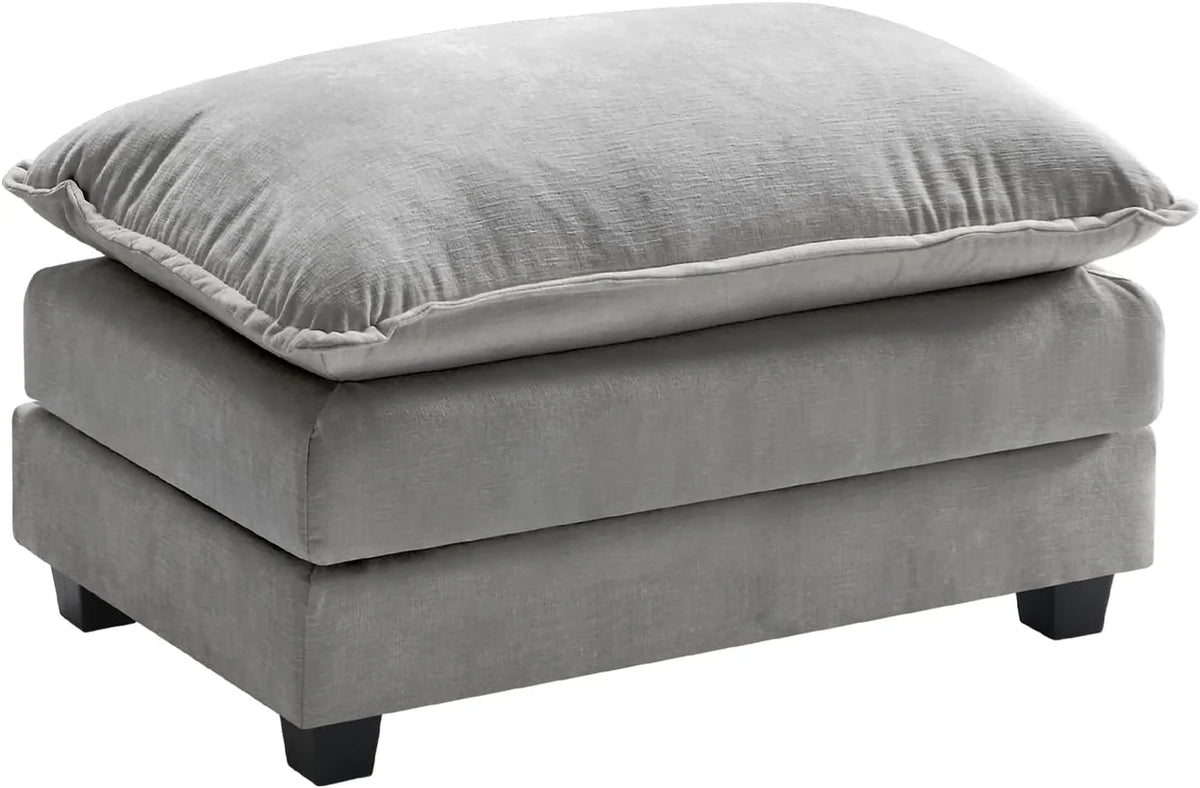 Ihanherry 146" U-Shaped Modern Sofa Modular Sectional Cloud Couch with 2 Ottoman, 6-Seat Chenille Deep Seat Sofa with 6 Pillows for Living Room, Bedroom and Apartment, Grey