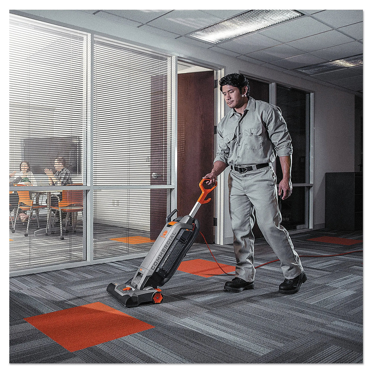 Hoover Commercial HushTone Upright Vacuum Cleaner, 15 inches with Intellibelt, For Carpet and Hard Floors, CH54115, Gray