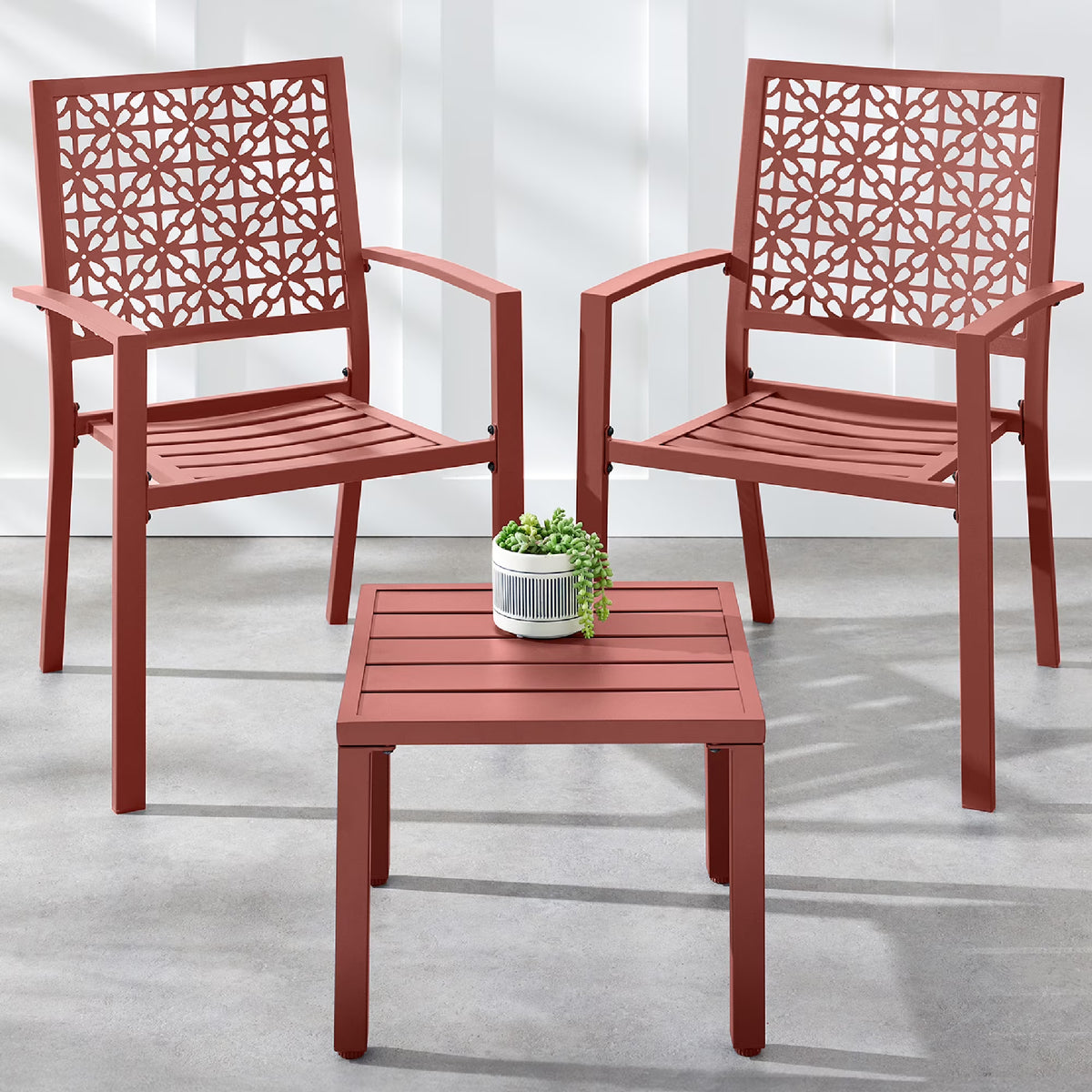 Best Choice Products 3-Piece Stackable Steel Outdoor Conversation Bistro Set, Patio Chat Furniture w/ 2 Chairs, Table- Black