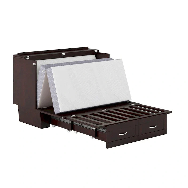 Monroe Full Murphy Bed Chest with 6 Memory Foam Mattress