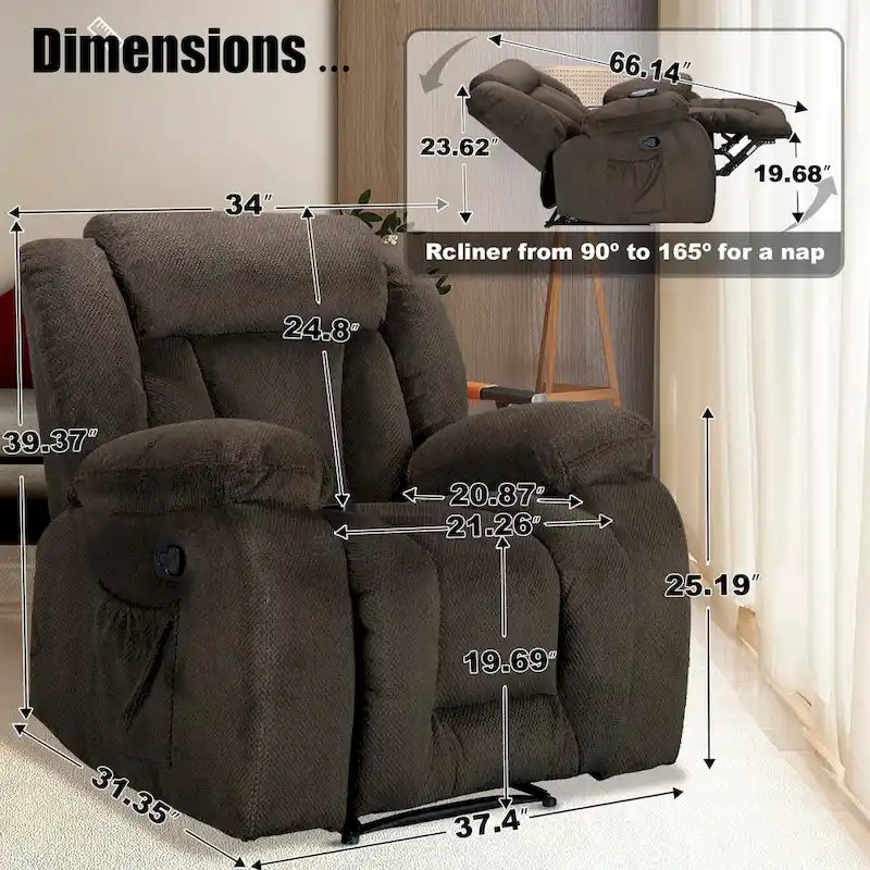 Super Comfortable Standard Size Heating and Massage Recliner Chair