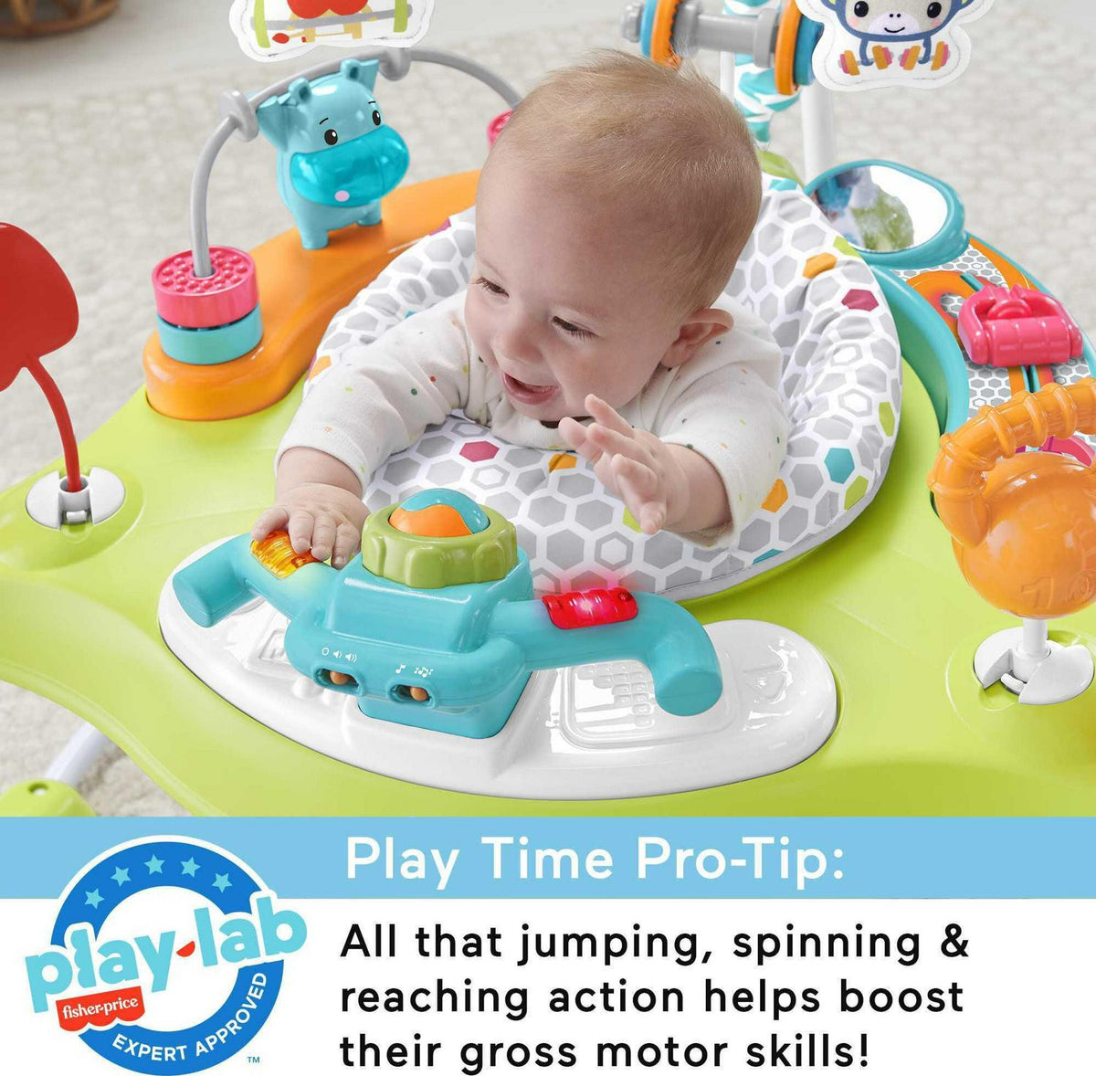 Fisher-Price Baby Bouncer Fitness Fun Folding Jumperoo Infant Activity Center with Lights & Music. Unisex