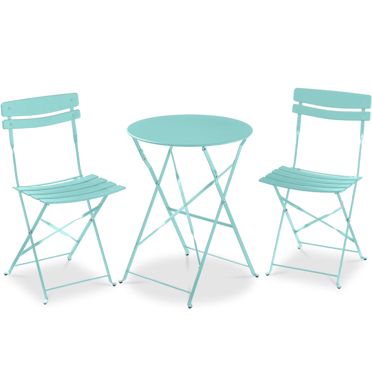 Best Choice Products 3-Piece Small Bistro Set, Folding Patio Furniture Set of 2 Chairs and Table - Black