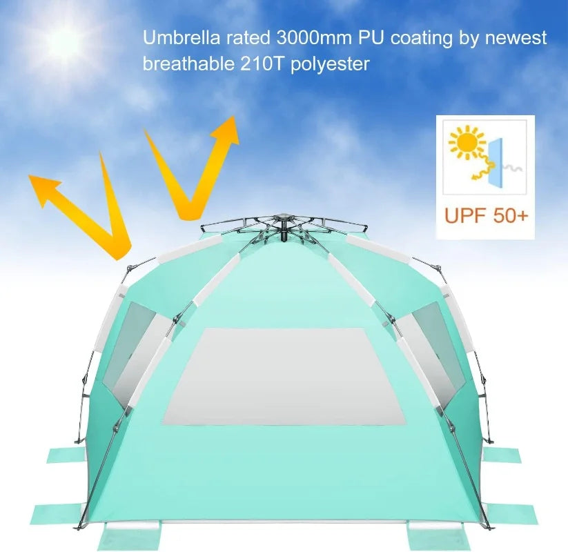 Large Pop Up Beach Tent Sun Shelter for 5-6 Person Portable Sun Shade Instant Tent