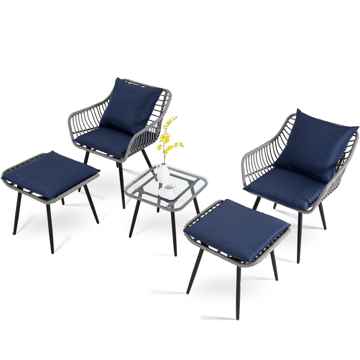 Ainfox 7 Pcs Outdoor Patio Furniture Sofa Set on Sale, Grey Rattan Grey Cushion