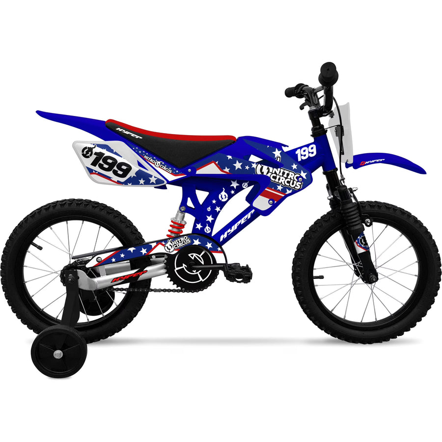 16" Hyper Bicycles Nitro Circus Motobike, Blue, Unisex, Child, Kids Age 4-8 Years