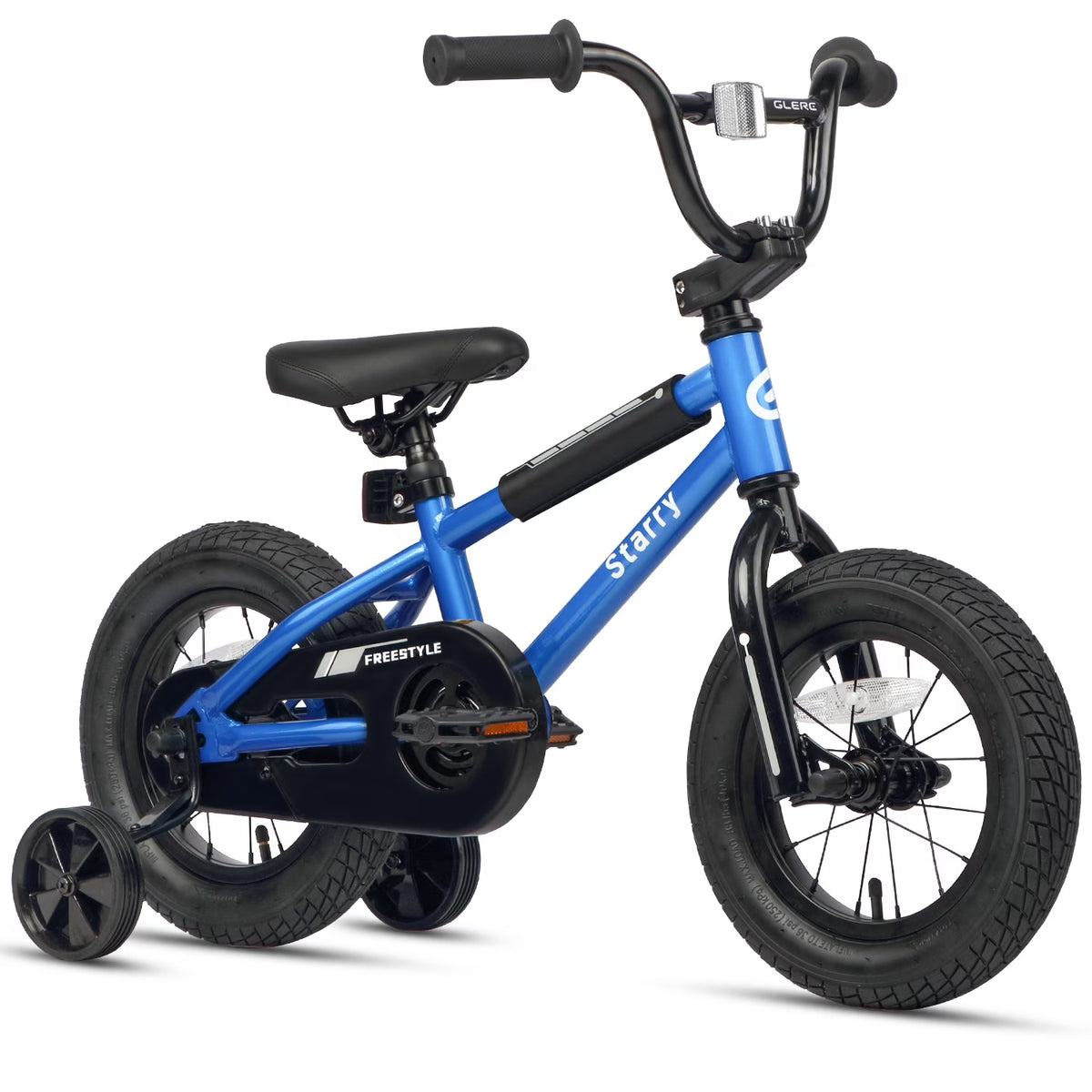 Glerc 14 Inch Little Kids Bike BMX Style Bicycle with Training Wheels Coaster Brake for 3 4 5 Years Old Boys Girls, Blue