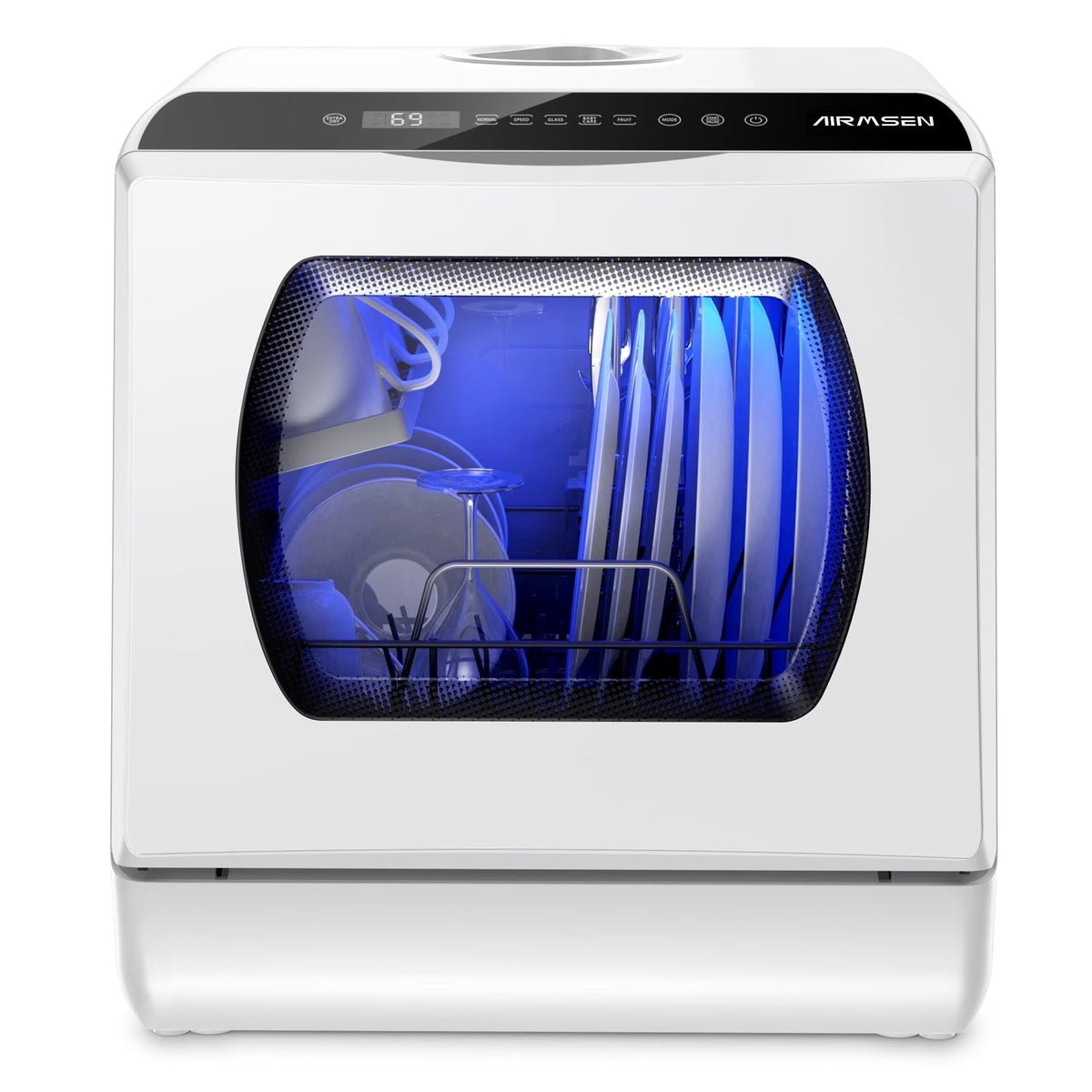 AIRMSEN Portable Countertop Dishwasher with 5 - Liter Built - in Water Tank and Air - Dry Function, 5 Washing Programs Mini Dishwasher, AE - TDQR03