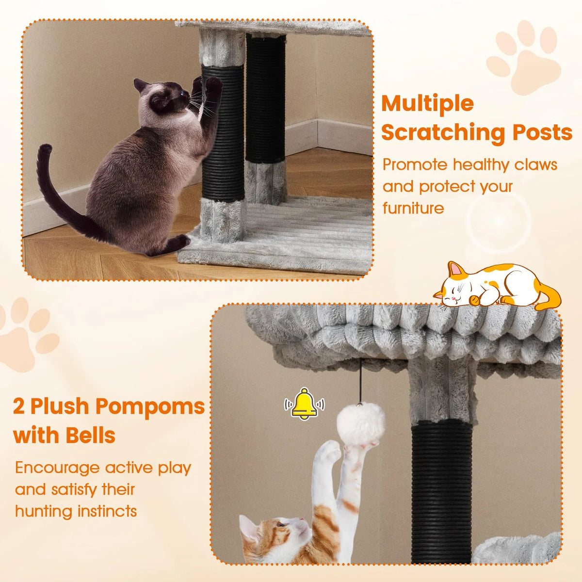 Tangkula 62 Inch Tall Cat Tower with Scratching Posts