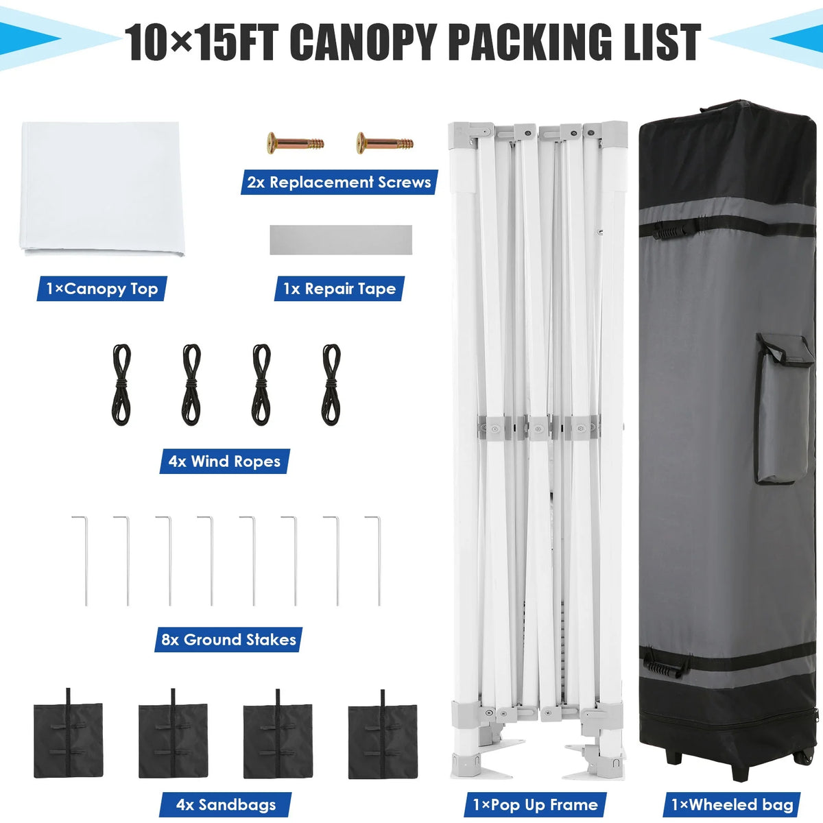 HOTEEL 10x15 Heavy Duty Canopy Tent ,Pop up Canopy for Parties Wedding,Commercial Easy up Gazebo with Roller Bag,UV 50+ &,White