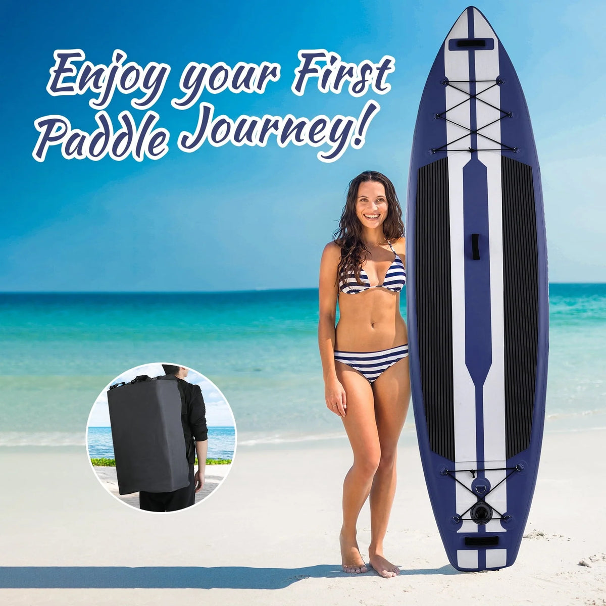 streakboard 11FT Inflatable Stand Up Paddle Board SUP Surfing Boards No Slip Deck, 6'' Thick with Backpack