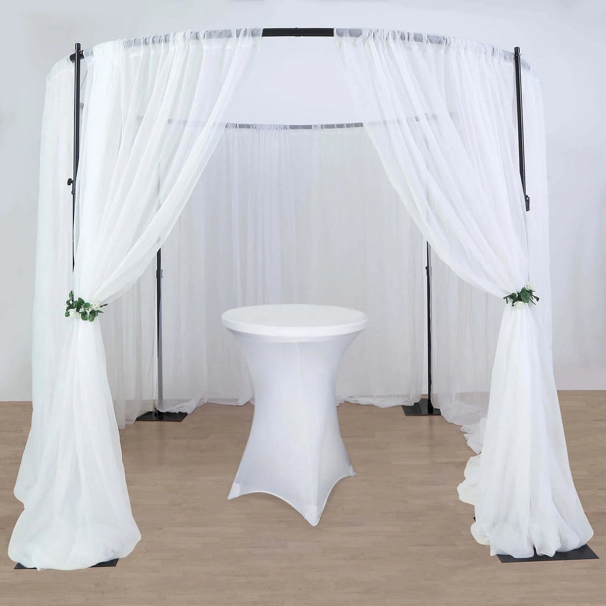 Efavormart 10ft | 4 Post Gold Metal DIY Photography Backdrop Stand, Wedding Arch Canopy Tent