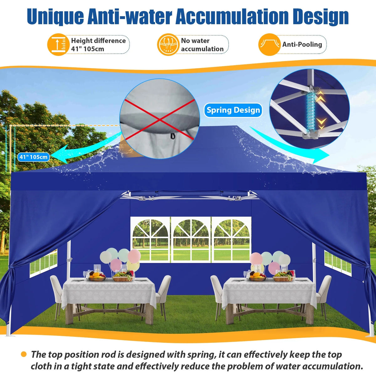 Hoteel 10x15 Heavy Duty Canopy Tent with 4 Sidewalls,Pop up Canopy for Parties Wedding,Commercial Easy up Gazebo with Roller Bag,UV 50+ &,Black