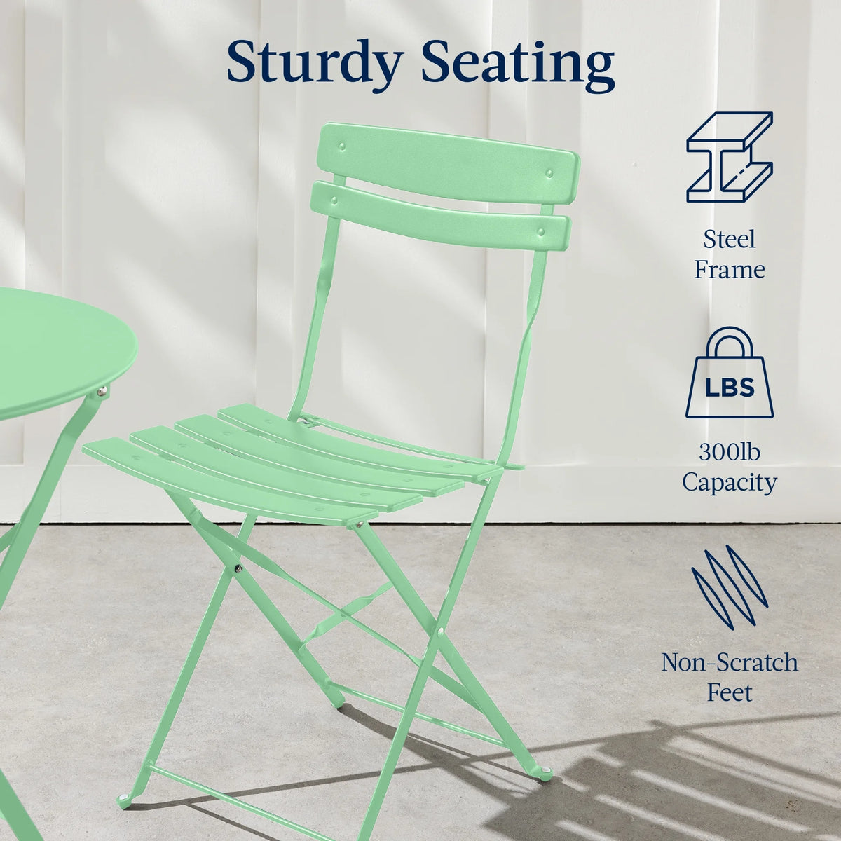 Best Choice Products 3-Piece Small Bistro Set, Folding Patio Furniture Set of 2 Chairs and Table - Black