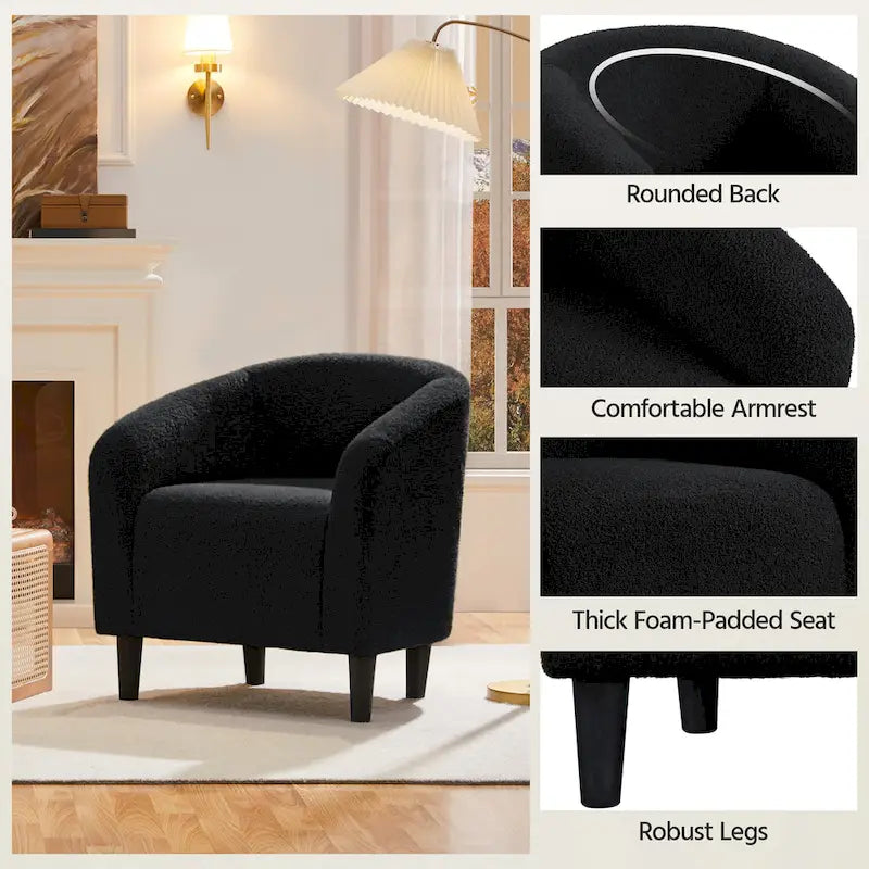 Yaheetech Club Chair Accent Barrel Chair Upholstered Arm Chair