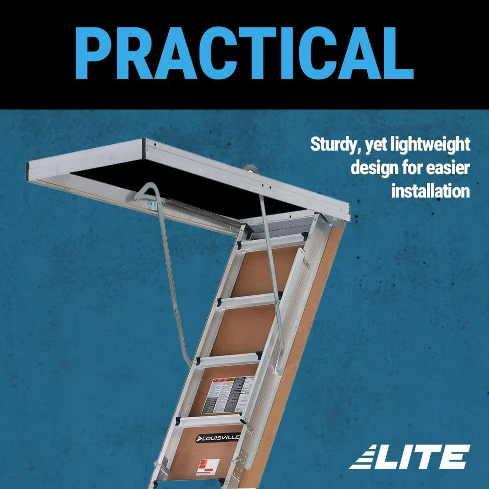LITE 10ft Aluminum Attic Ladder, 375lb Capacity, Type IAA