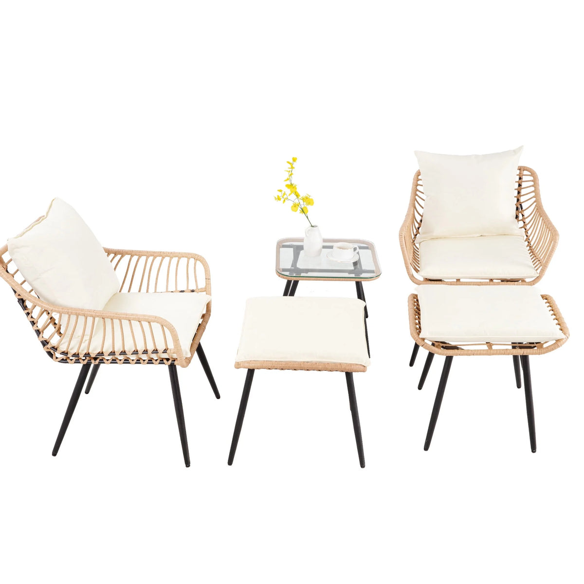 Ainfox 7 Pcs Outdoor Patio Furniture Sofa Set on Sale, Grey Rattan Grey Cushion