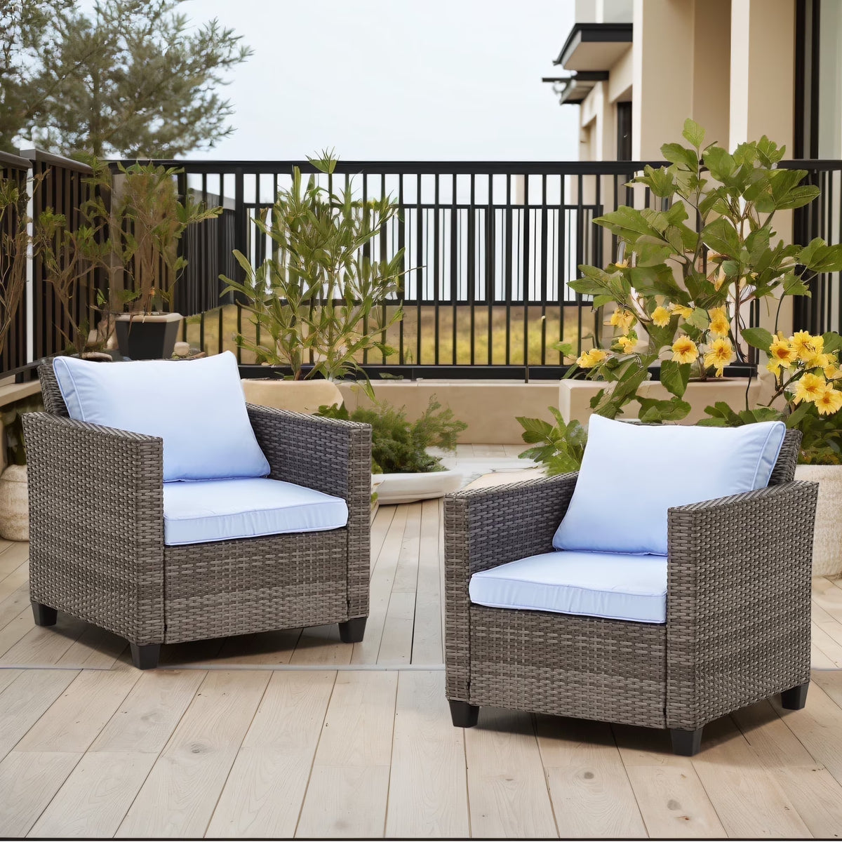 Ainfox 7 Pcs Outdoor Patio Furniture Sofa Set on Sale, Grey Rattan Grey Cushion