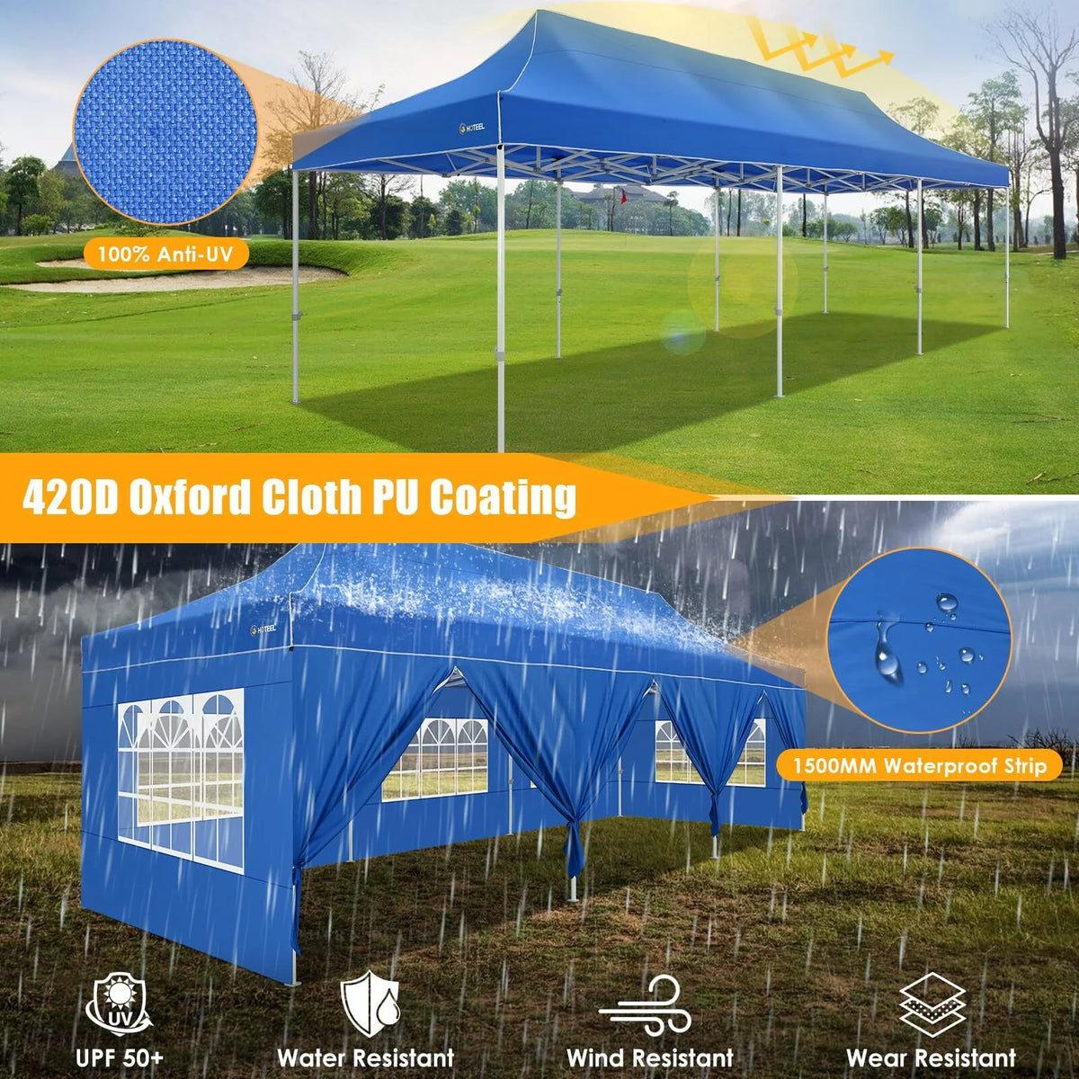Hoteel 10x15 Heavy Duty Canopy Tent with 4 Sidewalls,Pop up Canopy for Parties Wedding,Commercial Easy up Gazebo with Roller Bag,UV 50+ &,Black