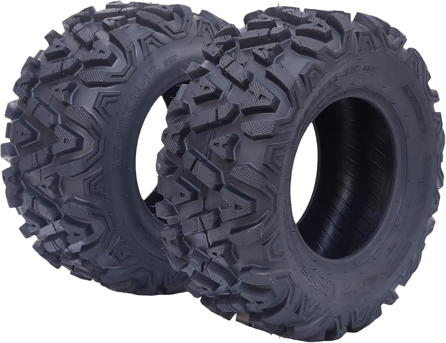 26x12x12 Atv Tires, Set of 2 Atv Tires 26x12-12 6PR, All Terrain Atv/Utv Off-Road Tires, Black