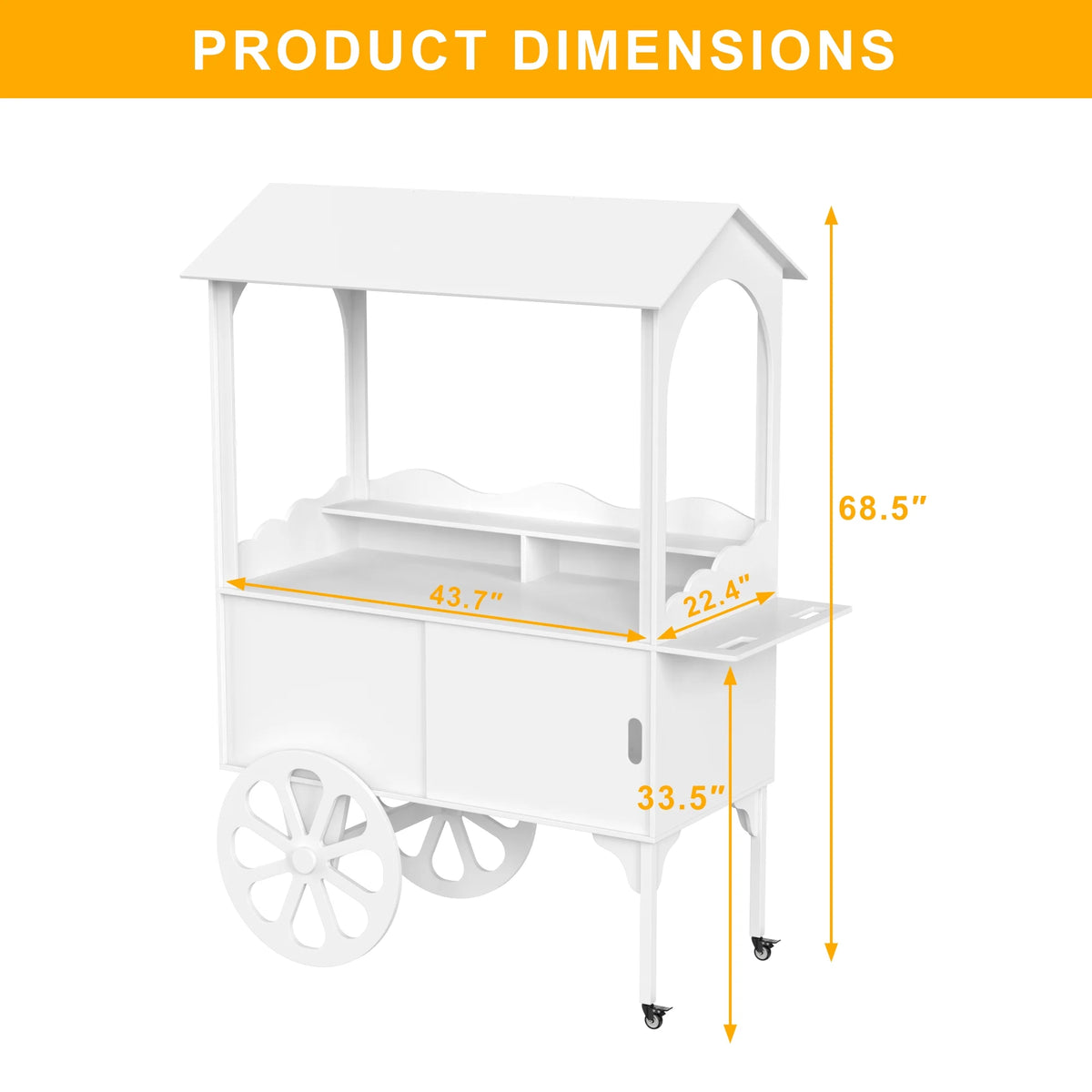Candy Cart with Wheels for Party,Wood Dessert Cart with Storage Cabinet