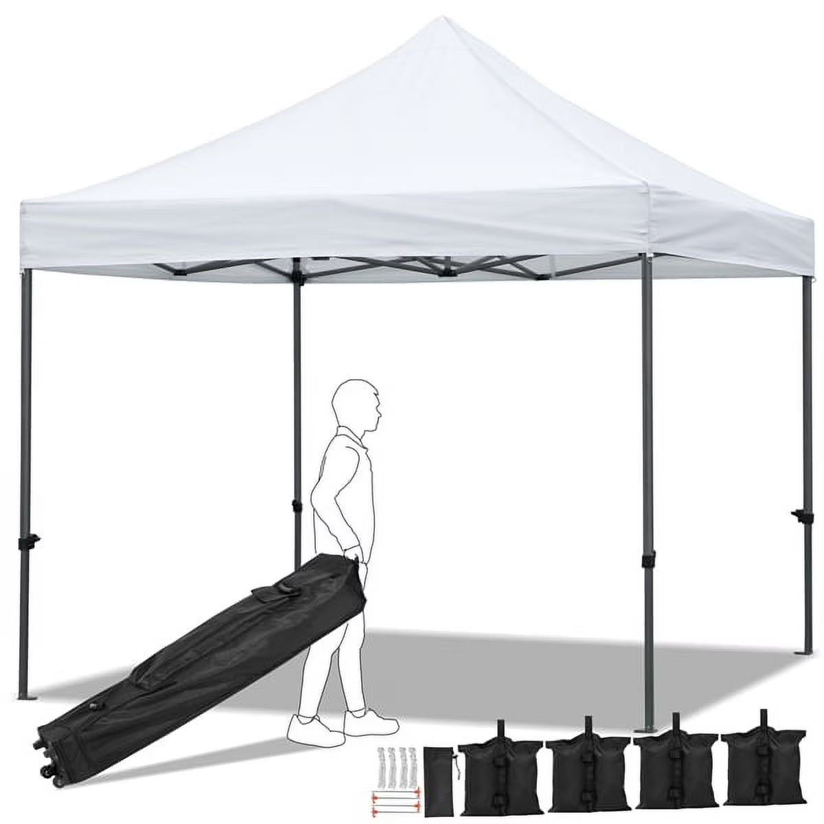 Alden Design Adjustable 10' x 10' Commercial Pop-up Canopy with Wheeled Carry Bag, Blue