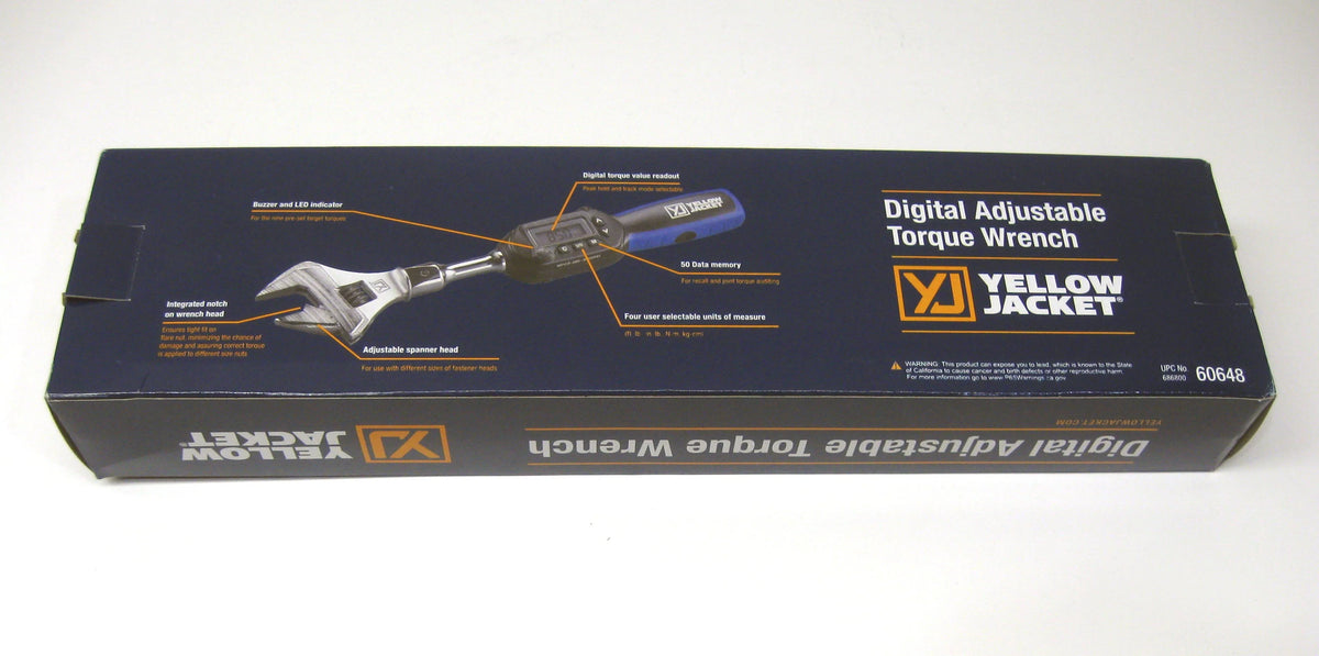 Yellow Jacket 60648 Digital Adjustable Torque Wrench 752 in - Lb Torque 10.6 in