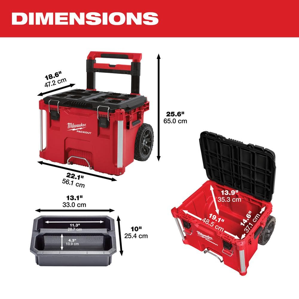 PACKOUT 22 in. Rolling Tool Box, 22 in. Large Tool Box and 22 in. Medium Tool Box 8426-8425-8424